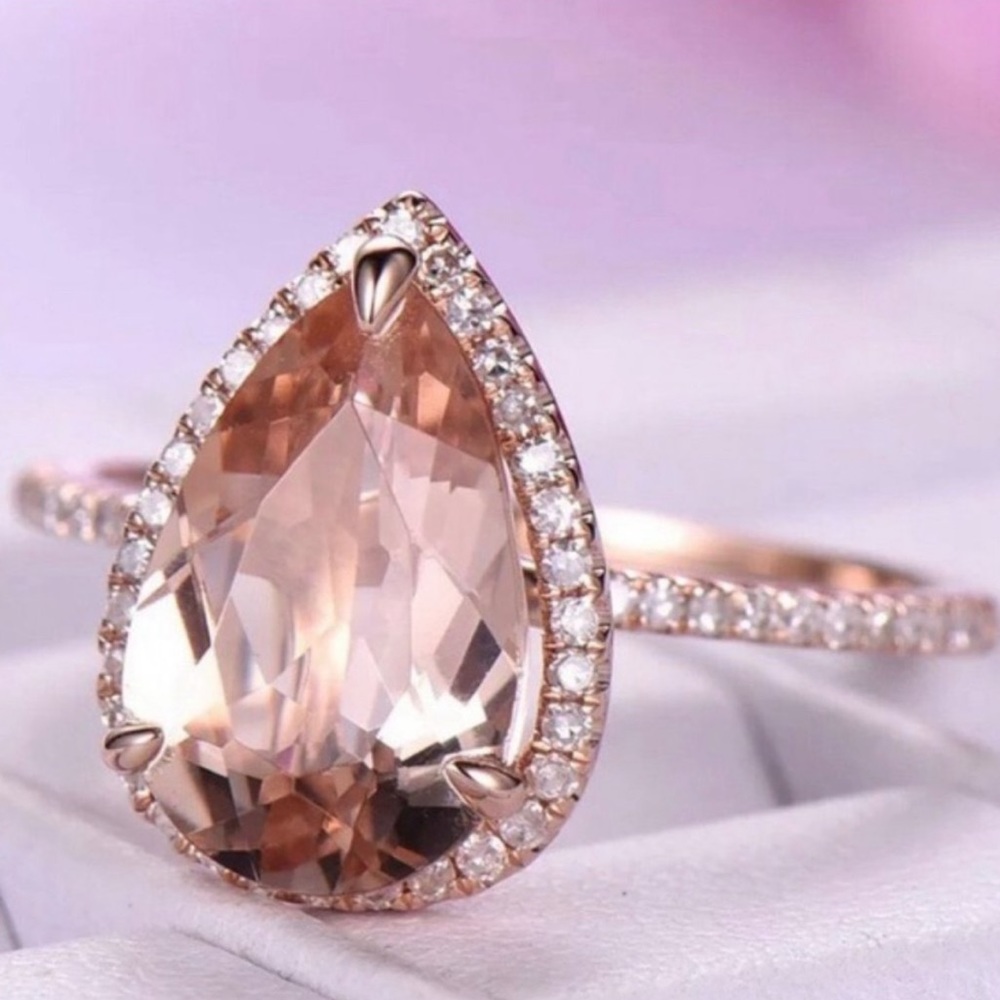 NEW💍6 CT 18K ROSE GOLD MORGANITE RING - Picture 2 of 5